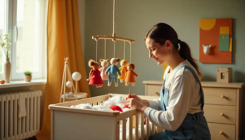 movil colgante de telas